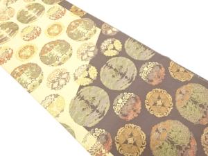 となみ織物製　黒お紹巴　鳳凰に龍・花模様織り出し　袋帯